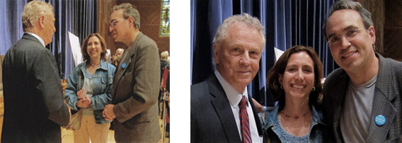 Smiles all around as Paul and Heather chat with Morris Dees.