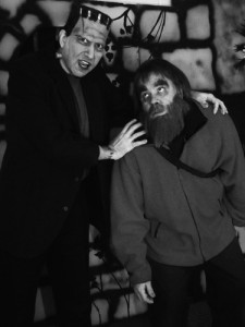 Paul is costumed and made-up as the Frankenstein Monster, and Greg as Ygor.
